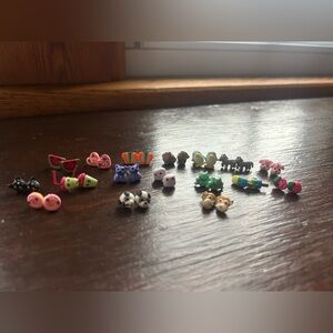 Colorful 17 pairs Animal and Fruit Kids Pierced Earrings Set